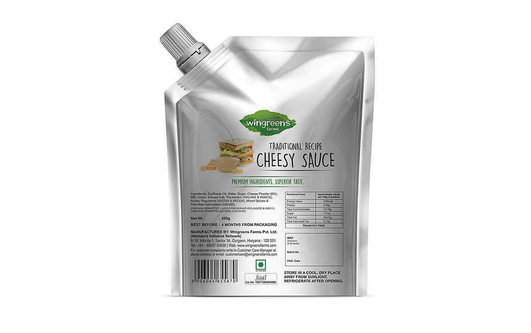 Wingreens Farms Traditional Recipe Cheese Sauce   Pouch  450 grams